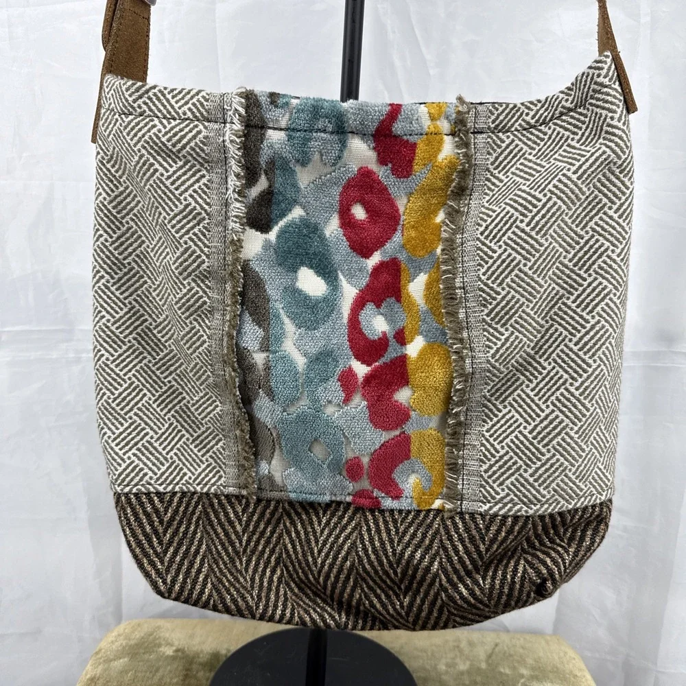Handmade Patchwork Purse W/Ed Hardy Belt Handle Boho One Of A Kind Super Cool!‎